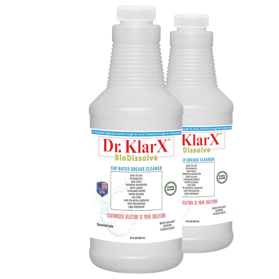 Dr. KlarX BioDissolve Versatile Degreaser 2/32oz bottles of Concentrate