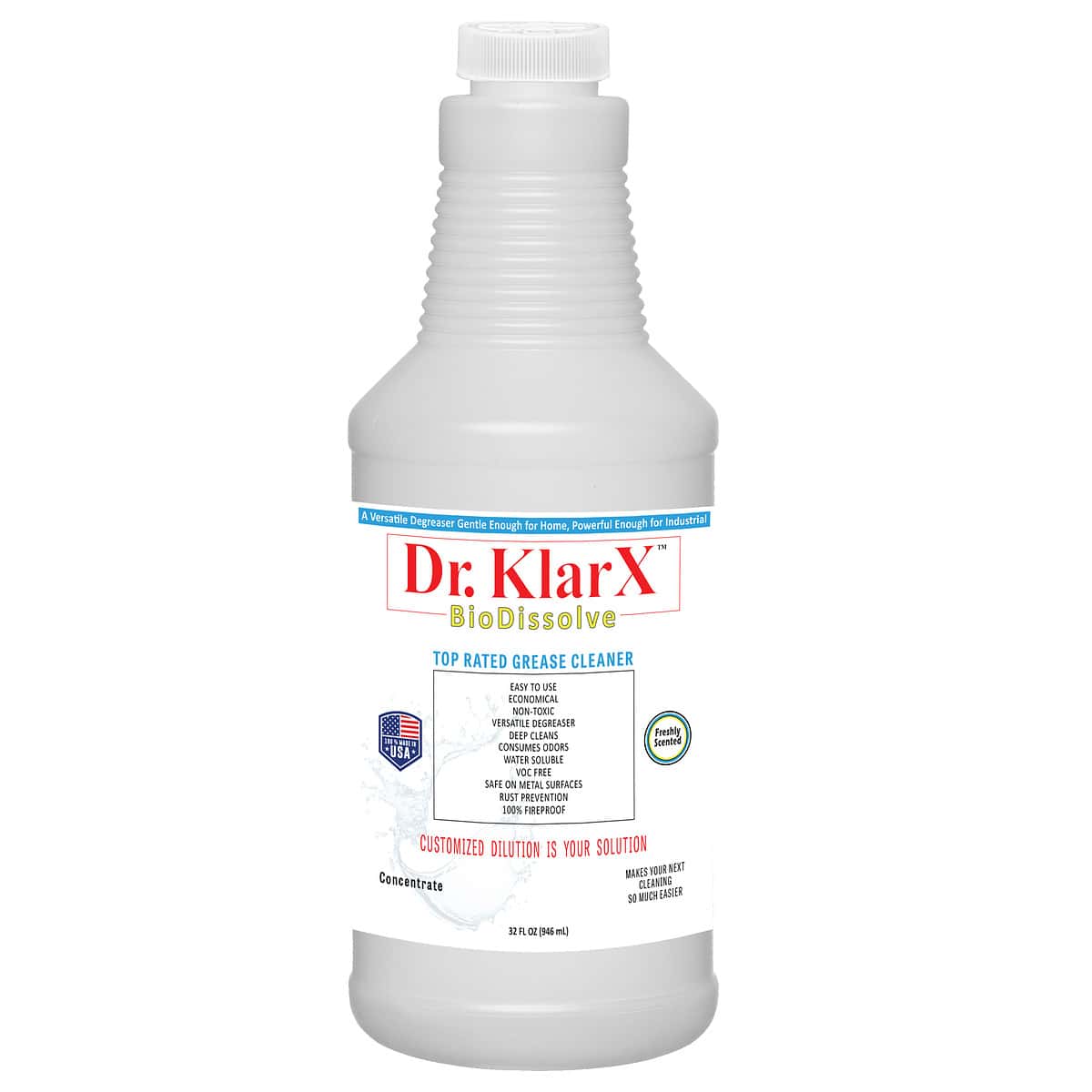Dr. KlarX BioDissolve Versatile Cleaner and Degreaser 32oz bottle