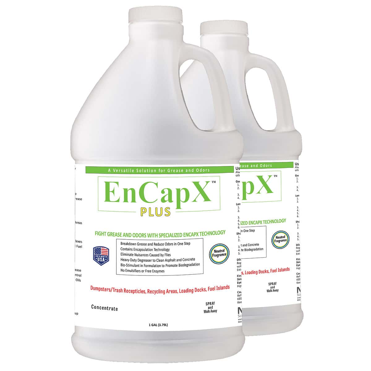 EnCapX Plus Dumpsters/Receptacle Odor & Fruit Fly - 2/1-Gallon Bottles